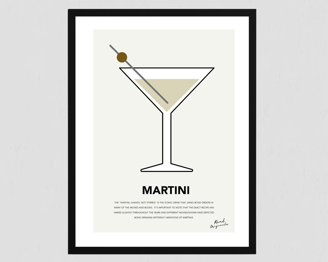 Martini Cocktail Poster Martini Print James Bond Martini Poster