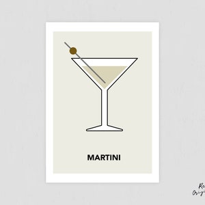 Carta Martini Cocktail / Cartolina Cocktail / Stampa Cocktail / Carta Stampabile / Carta Drink Bar / Regalo Amante dell'Alcool / Dimensioni 4,1 x 5,8 pollici / A6