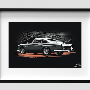 Aston Martin DB5 Poster | Sports Car Poster | Iconic Car | Exotic Car Wall Art | Racing Car Poster | Supercar Poster | Gift for Car Lovers