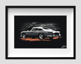 Aston Martin DB5 Poster | Sports Car Poster | Iconic Car | Exotic Car Wall Art | Racing Car Poster | Supercar Poster | Gift for Car Lovers