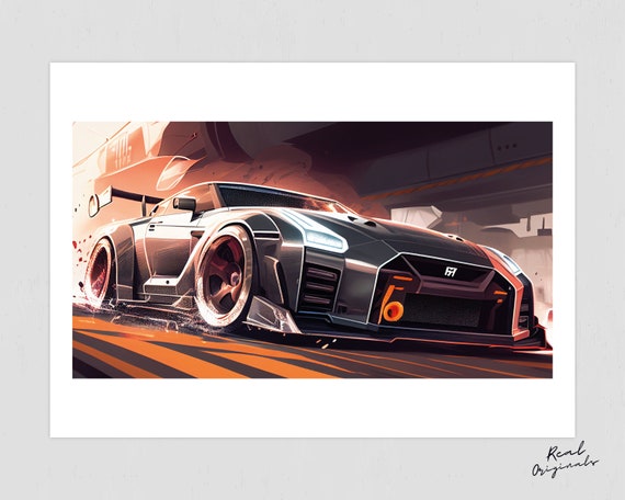 Nissan GT-R Godzilla | Nissan R35 Poster | Racing Car | Car Lover