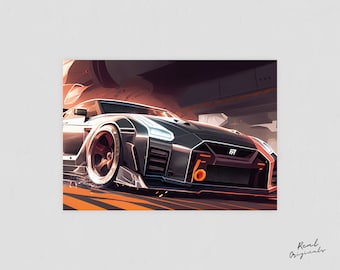 Carte Nissan GT-R R35 – Carte postale – Carte d'anniversaire – 10,4 x 14,7 cm (A6)