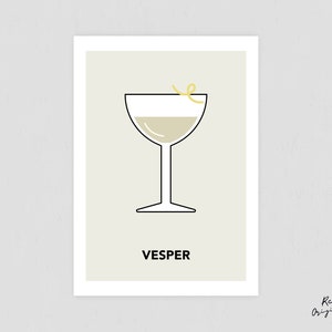 Vesper Martini Cocktail Card / Cartolina Cocktail / Stampa Cocktail / Carta stampabile / Carta Drink Bar / Amante dell'alcol / 4,1 x 5,8 pollici / A6