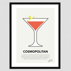 Cosmopolitan Cocktail Poster | Cosmopolitan Poster | Cocktail Prints | Sex and The City | Drinks Poster | Bar Cart Prints | Alcohol Wall Art