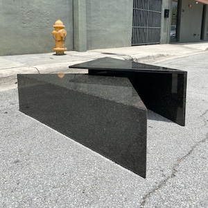 2 Piece Tiered Triangle Post Modern Black Granite Coffee Table