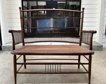 Late 19th century American oak bench/settee - Shipping is not free