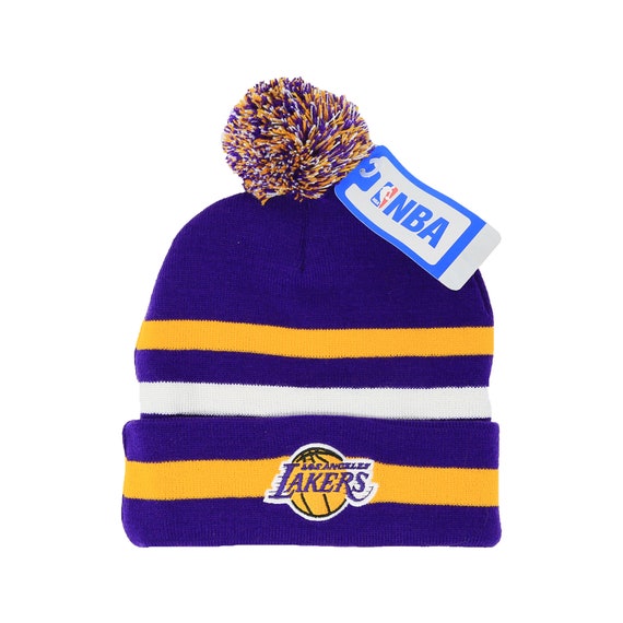 Los Angeles Lakers Striped Puff Beanie 