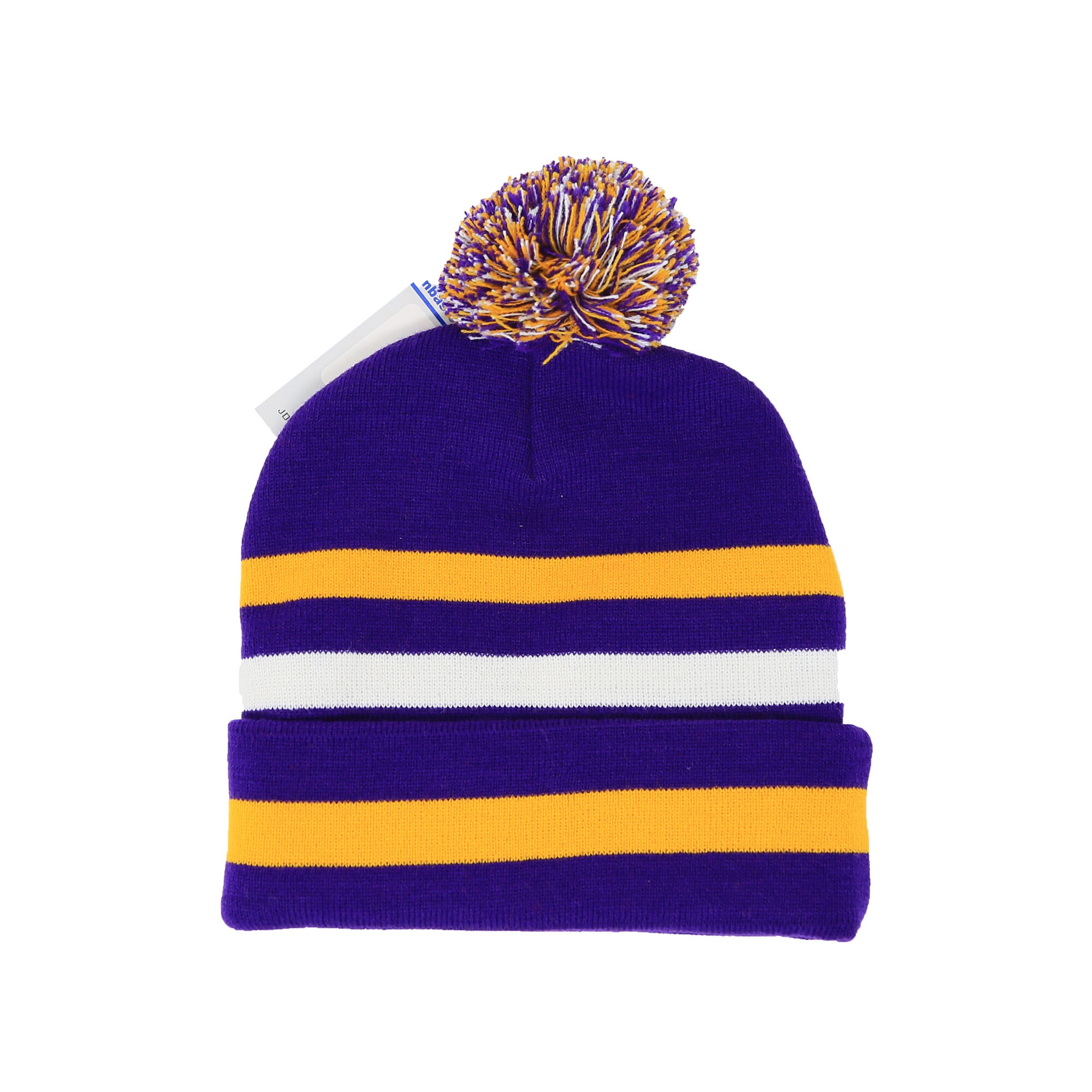 Los Angeles Lakers Striped Puff Beanie 