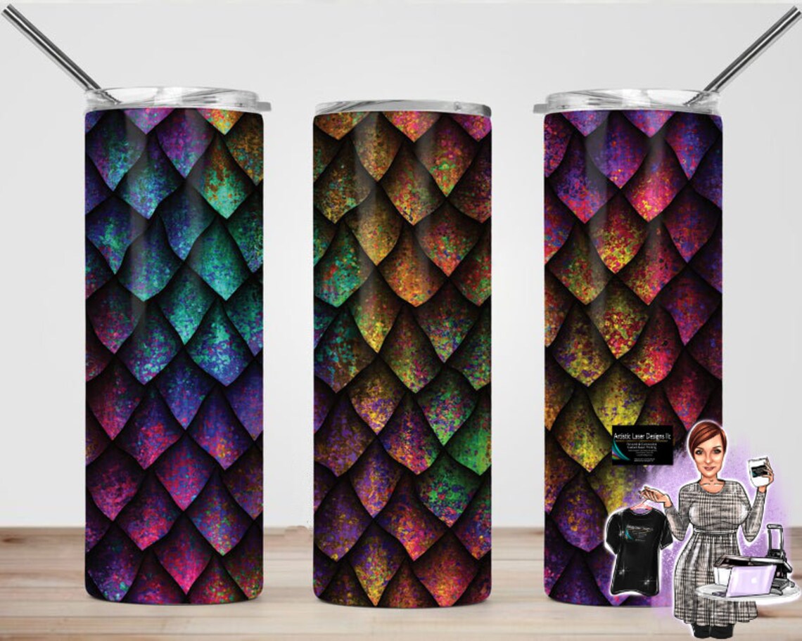 20oz Rainbow Dragon Scales Tumbler Etsy