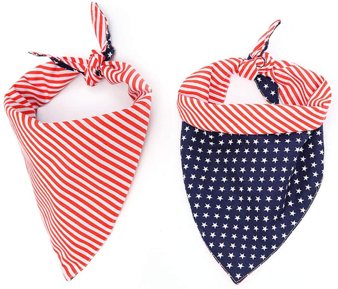 Dog Bandana American Flag USA Flag Dog Bandana Triangle Scarf Etsy