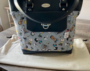 Handmade Charlie Brown Tote Bag: Zipper Closure, Silver Hardware