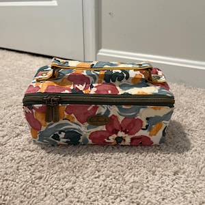 Handmade Floral Zip Bag, Travel Carry-on, Cosmetics Bag
