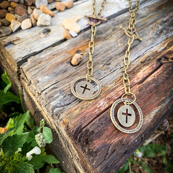 Devotion Cross Pendant Necklace - Antique Bronze Chain | Nickel-Free and Lead-Free Faith Jewelry