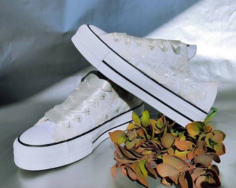 Wedding Converse: Bridal Sneakers with Pearls & Rhinestones