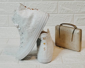 Lace Wedding Converse: Custom Bridal High Top Tennis Shoes