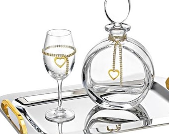 Tray sets wedding,Wine Wedding SET ,Crystal decanter Tray Glass ,wedding Bridal gifts,