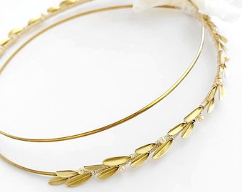 Handmade Gold Plated Olive Leaf Wedding Crowns, Greek Stefana