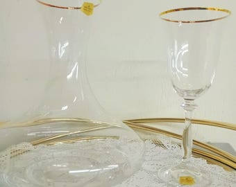 Handmade Crystal Decanter Set. Wedding Gift