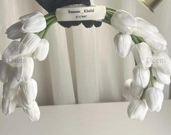 Elegant White Tulip Bridal Bouquet - Minimalist Artificial Flower