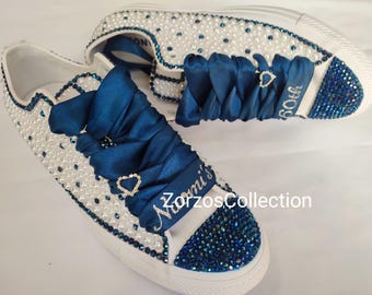 Blingconverse Sneakers, Perle Strass Chucks, Schuhe für besondere Anlässe