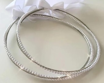 Handmade Greek Stefana: Silver Wedding Crowns with Pearls
