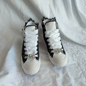 Black Wedding / Black Lace Converse - Etsy