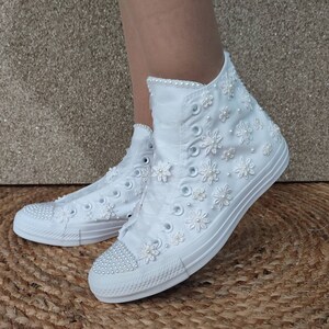 Wedding Converse /Bridal Sneakers /  Personalized Bridal / Converse Sneaker /Pearl Wedding Shoes.