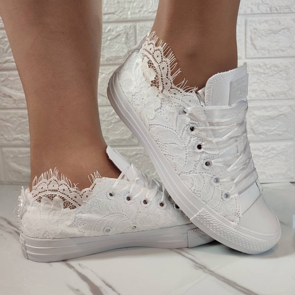 Wedding Converse.Ivory Wedding Converse.Bride Sneakers.Low Trainers