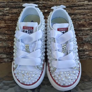 Zapatillas Converse para niños - Zapatos de bautismo - Regalo de baby shower para niña - Regalo para bebé - 1er cumpleaños - Princesa - Zapatos para niña de las flores,