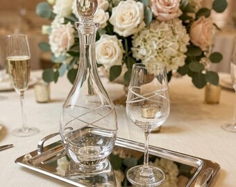 Wedding Decanter Set, Silver Details.