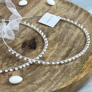 Greek stefana.Minimal  silver stefana.Silver and Pearls wedding crowns.Orthodox stephana.Handmade Greek Orthodox Wedding Crowns.AGAPI
