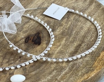 Handmade Silver-Plated Stefana: Greek Wedding Crowns with Pearls