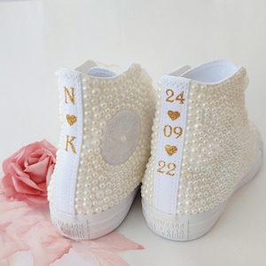 Wedding Converse,  Ivory pearls.Custom Converse,Bridal Sneakers, Shoes for Bride, Wedding, Bridal Trainers, Wedding chucks