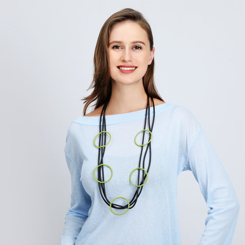 Happy Ink Rubber & Fabric Necklace