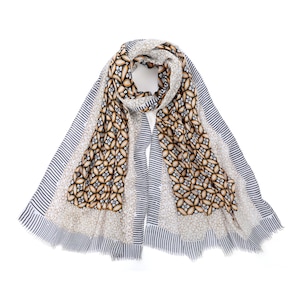 Hand-Painted Cotton Scarf: Abstract Floral Print, Multi-Color