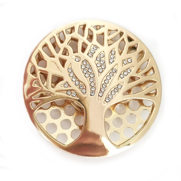 Color oro Árbol de la vida Broche magnético-Broche Diamante-Broche multiusos-broche para bufandas,Chales-Encanto bolso magnético-Encanto bolso Diamante