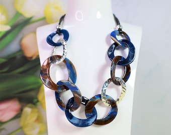 Acryl RING HALSKETTE - Kurze Halskette für Frauen - Marineblau Halskette - Harz Statement Halskette - Geschenk für Sie
