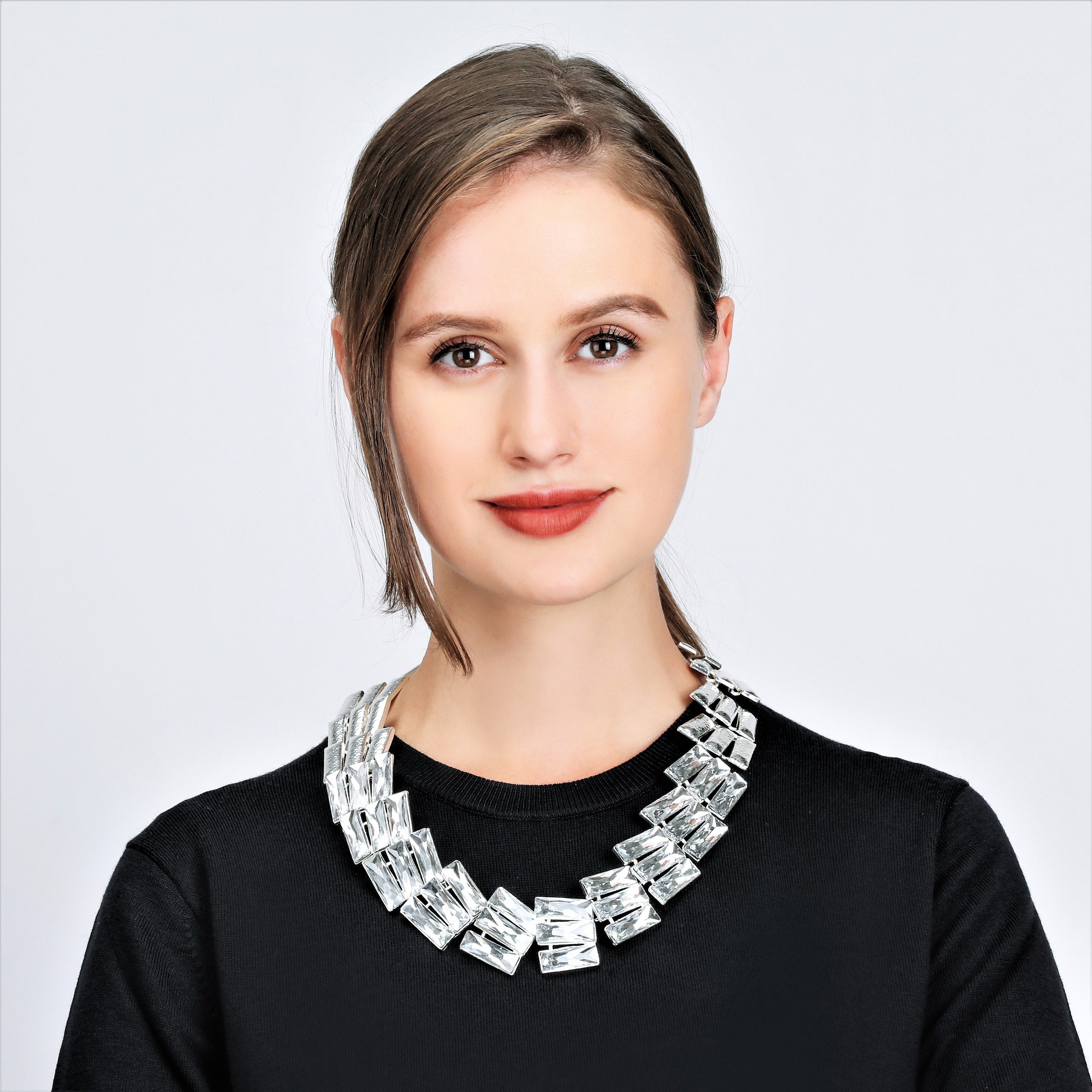 Clear Crystal BEAD Necklacebig Bold Pebble Chunky Etsy