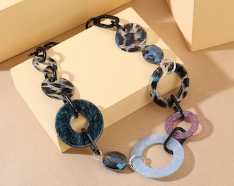 Acrylic Ring Statement Necklace: Bold Colorful Women's Jewelry