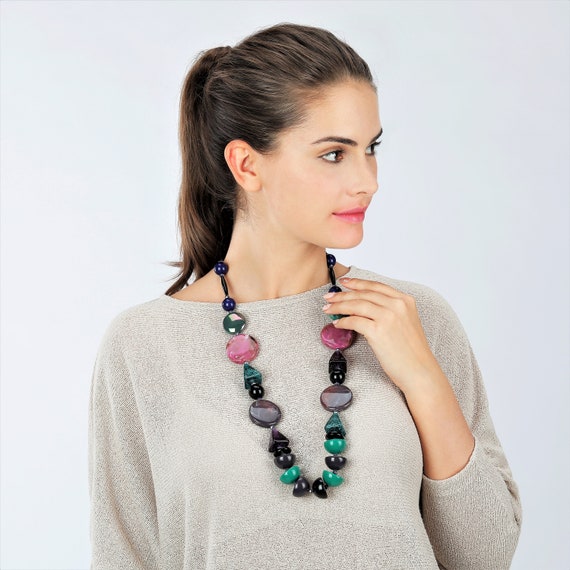 Colourful Chunky Statement Necklace | Resin Necklace | Modern Jewellery –  Lottie Of London Jewellery