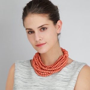 Beads In Chains Statement NECKLACE – Beaded Statement Necklace – Short Necklace For Women –Resin Statement Necklace – Gift for Her