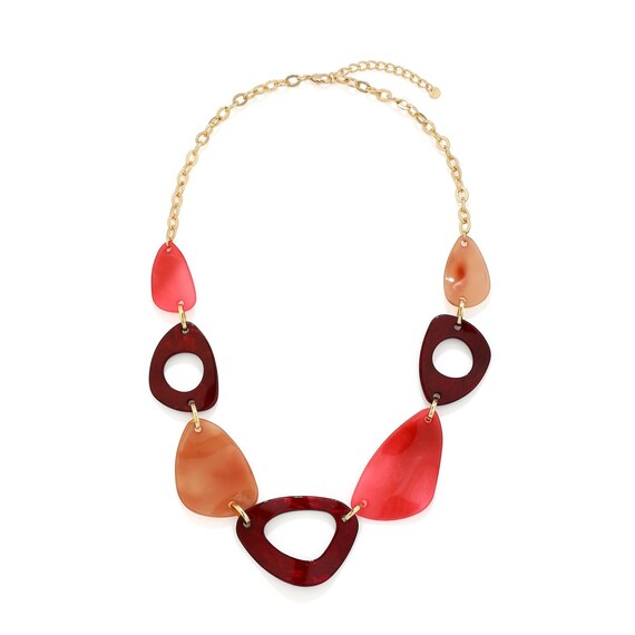 COLOURFUL Big Bold Chunky Necklace red 
