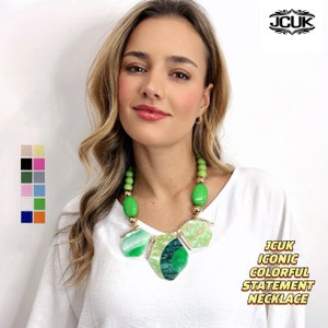 COLOURFUL Big Bold Chunky Necklace–Multicolour Statement Necklace– Adjustable Short Necklace-Geometric Jewellery -Gift for Wife-Holiday