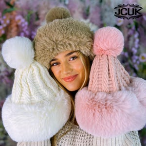 Jewellery Diamante Hat,  Faux Fur Winter Hat For Women, Diamante Crochet Hat, Festival Winter Hat, Soft Chunky Sparkling Knit Hat