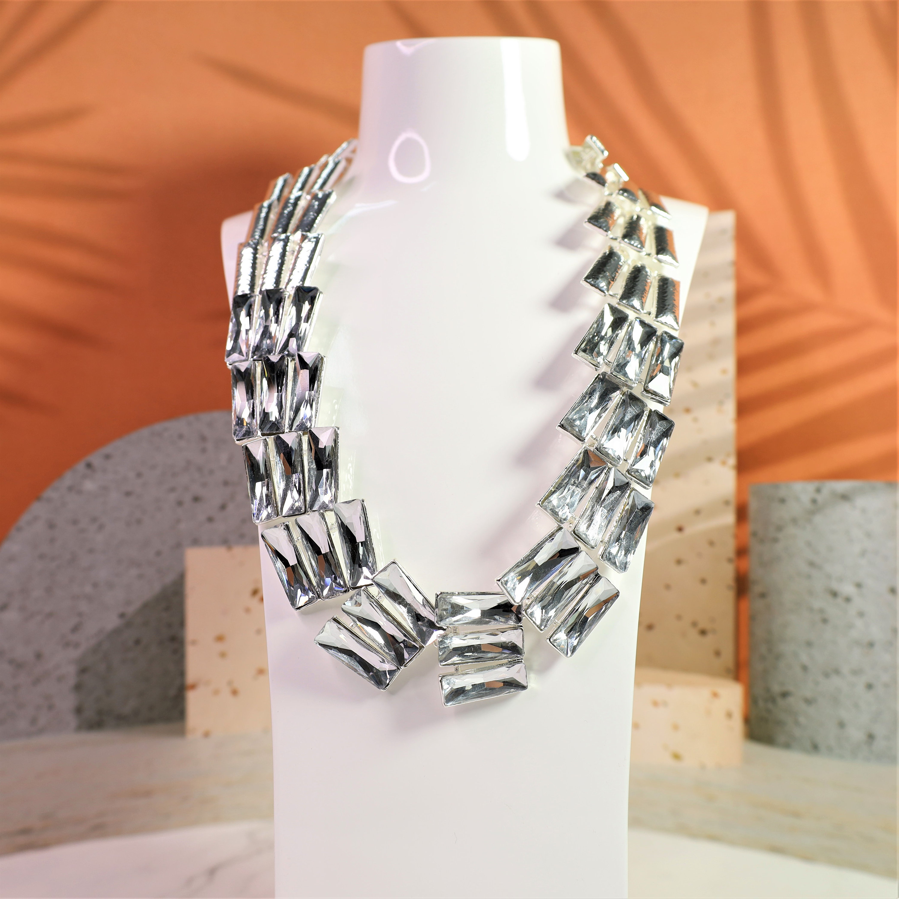 Clear Crystal BEAD Necklacebig Bold Pebble Chunky Etsy