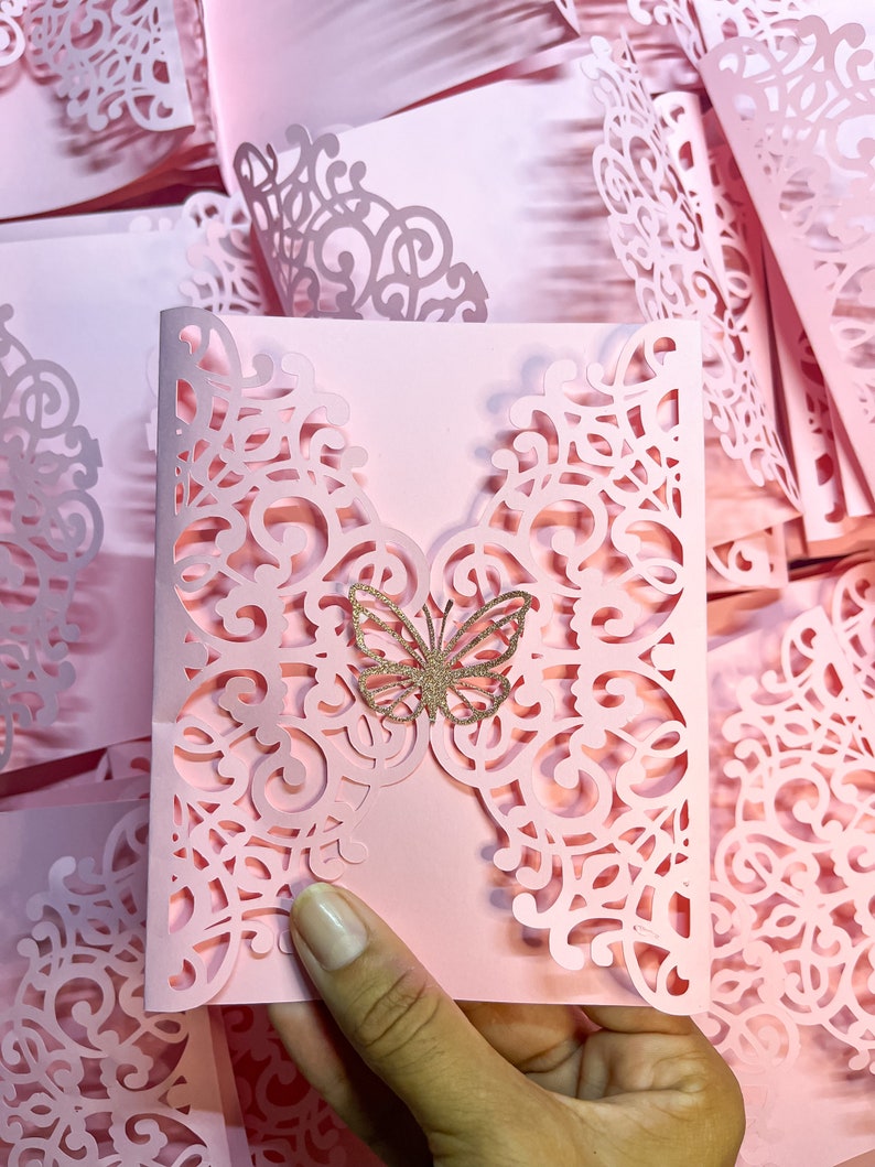 Butterfly Die Cut Invitation Etsy