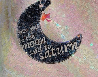 Love You to the Moon & to Saturn Rearview Mirror Car Charm | Magnetic Closure | Car Charms | Swiftie gifts