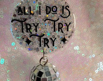 TS Mirrorball Rearview Mirror Car Charm | Choice between 2 lyrics | Magnetic Closure | Disco Ball | Car Charms | Swiftie gifts