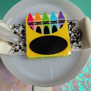 Personalized Teacher Crayon Box Stanley Topper | Stanley Decorative Plate | Stanley Tag | Fits 30 oz or 40 oz Quencher H2.0 only