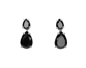 Breathe earrings .. metalwork sterling silver fine silver black spinel